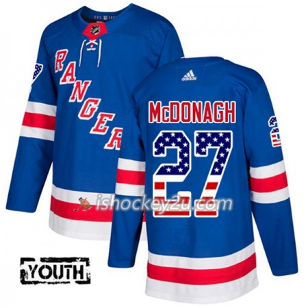 Børn NHL New York Rangers Trøje Ryan McDonagh 27 Adidas 2017-2018 Blå USA Flag Fashion Authentic